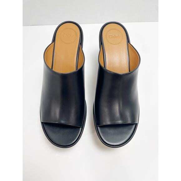 Chloé Oli Slip On Platform Wedge Mule Sandals Metallic Silver Black 40 - Picture 6 of 14